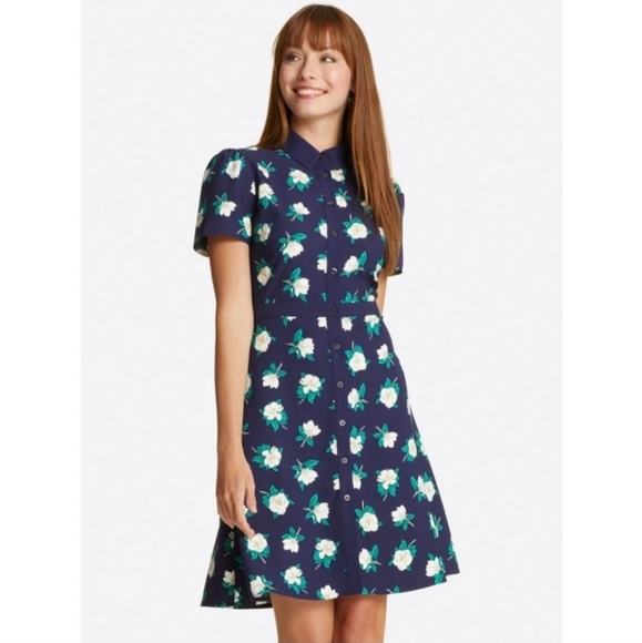 Draper James Faith Navy Magnolia Shirt Dress, Size 10 - Picture 1 of 3